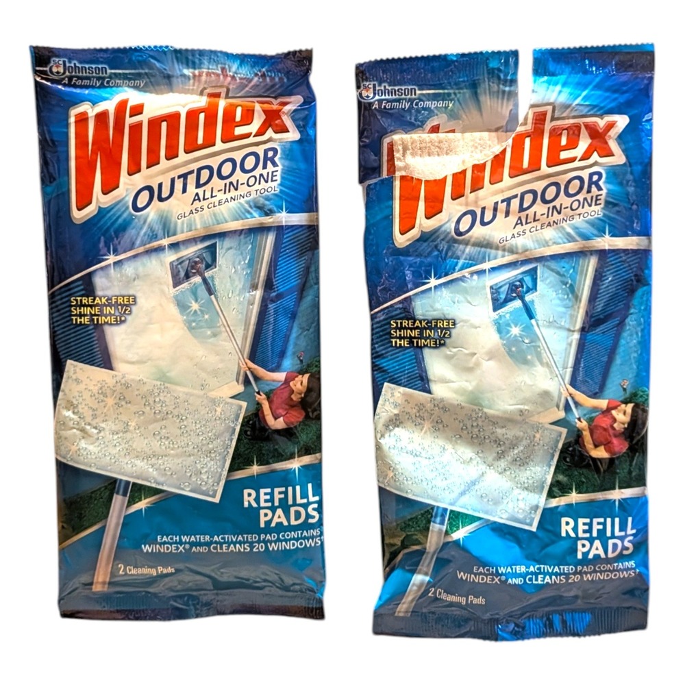 Windex Outdoor All-In-One Glass Cleaning Tool Refill Pads 3 Pads Total OPENED